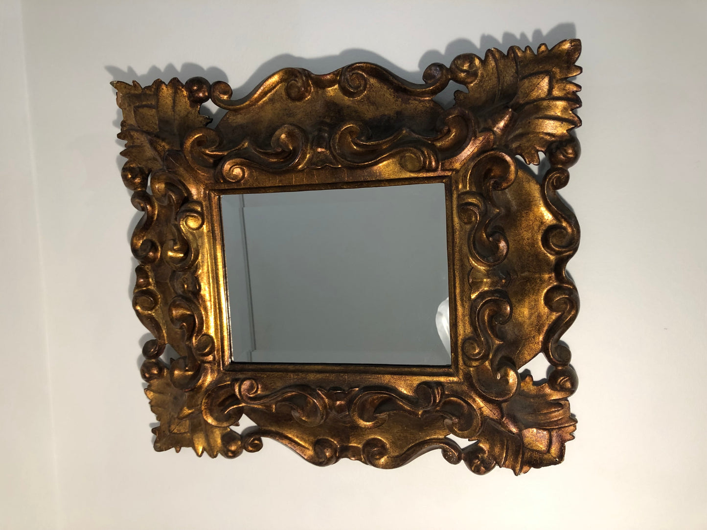 Antique Carved Gilt Wood Frame with Bevelled Mirror