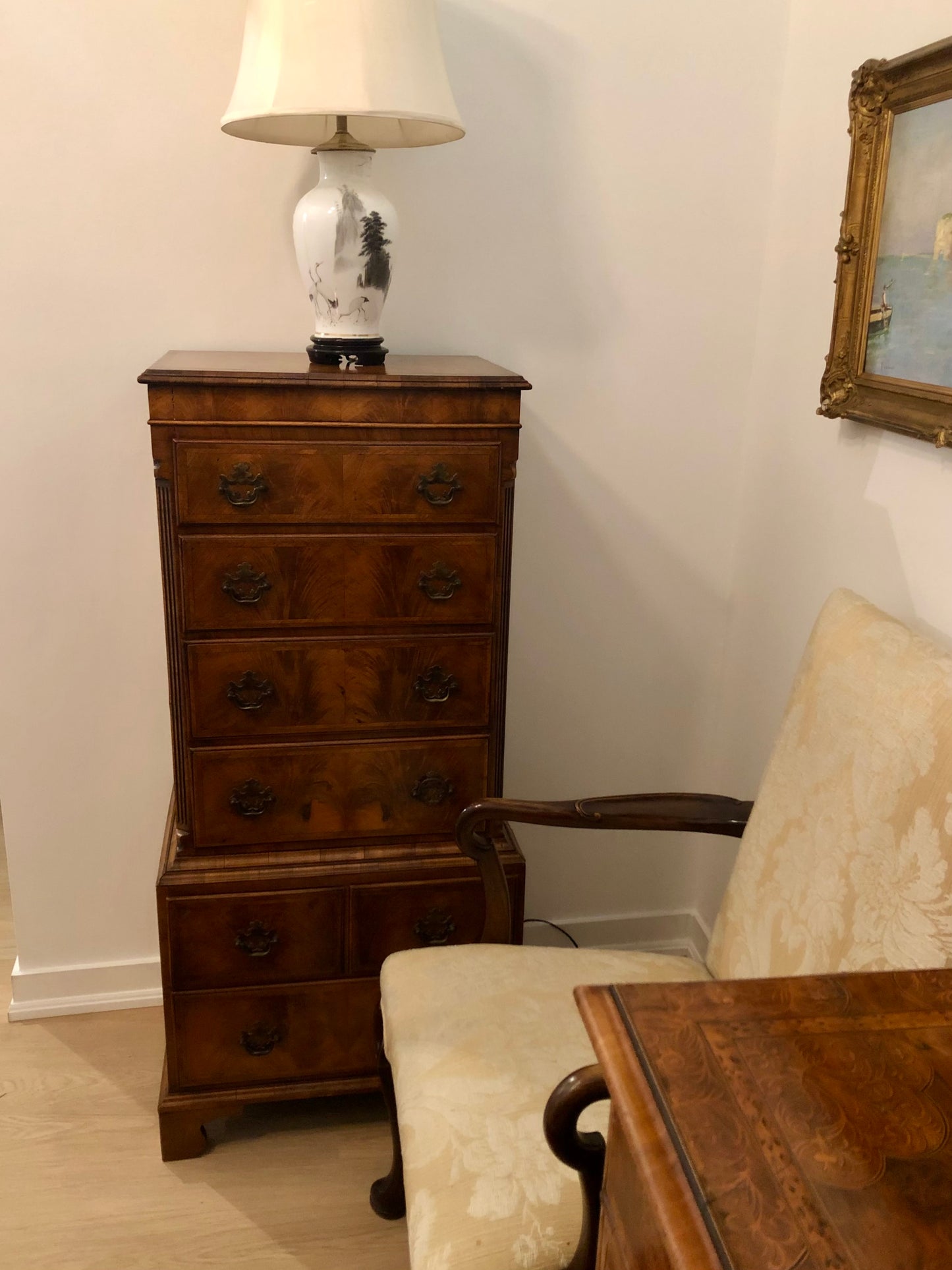 Late Nineteenth Century Burled Walnut Chest on Chest