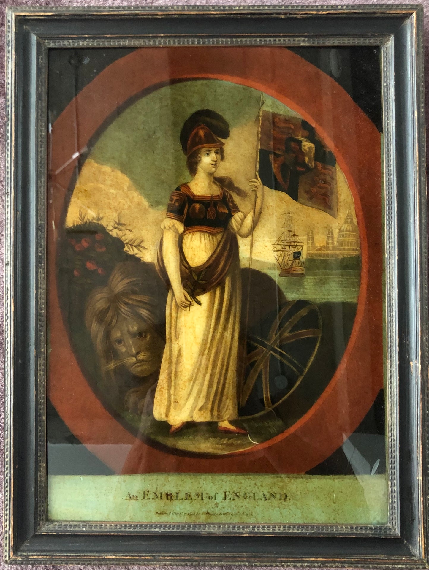George III Hand Coloured Reverse Mezzotint on Glass, P. Stampa, London, 1799