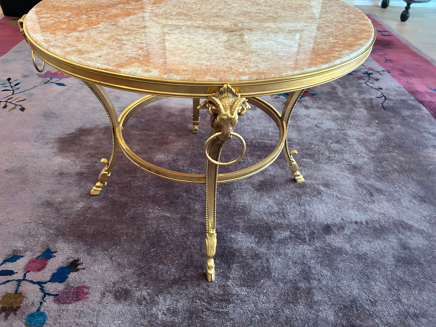 Louis XIV Style Bronze and Pink Onyx Table