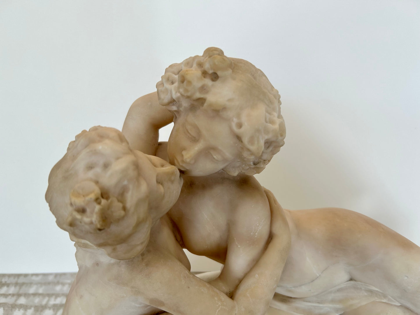 Art Nouveau Marble Sculpture of Two Figures Kissing