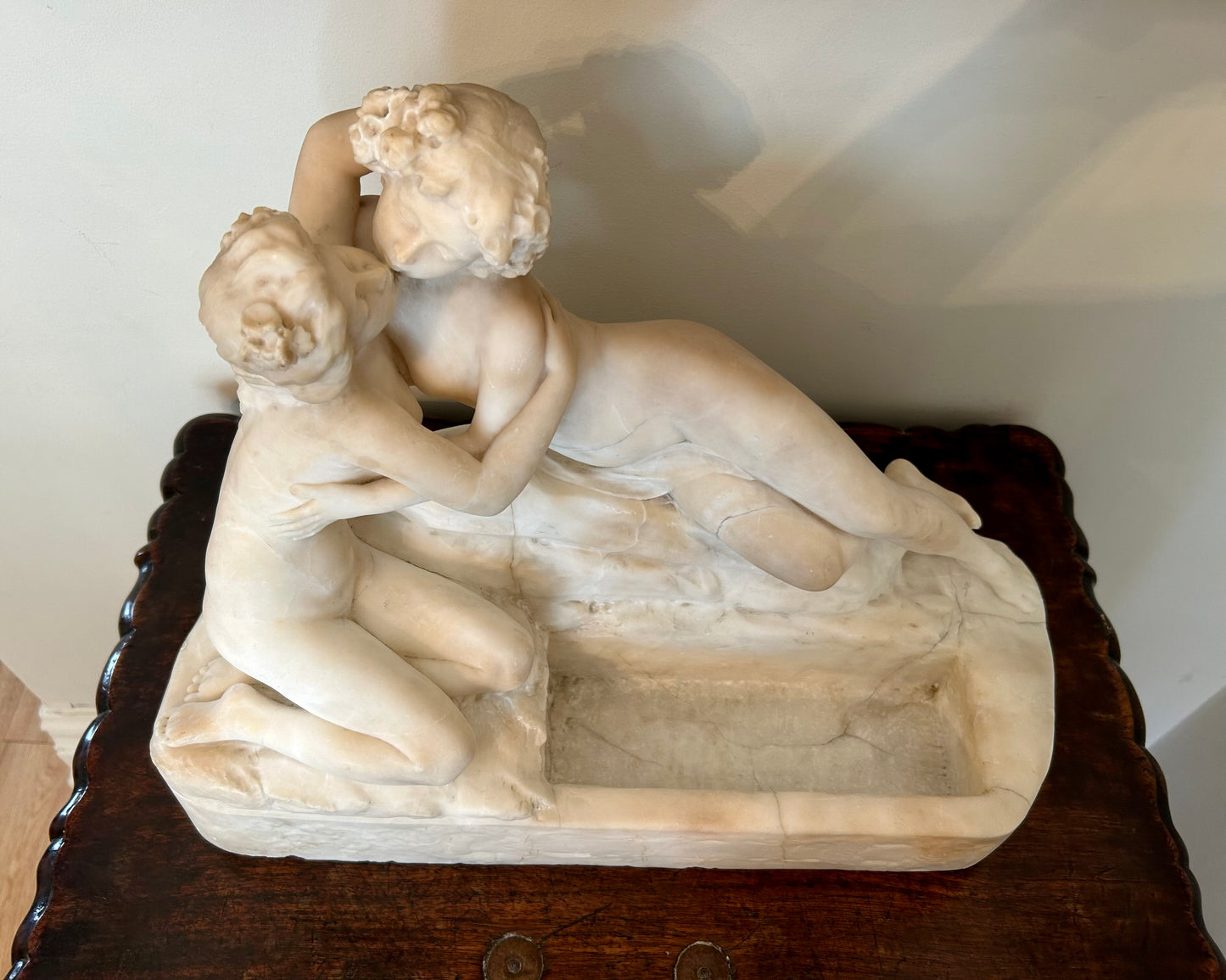 Art Nouveau Marble Sculpture of Two Figures Kissing
