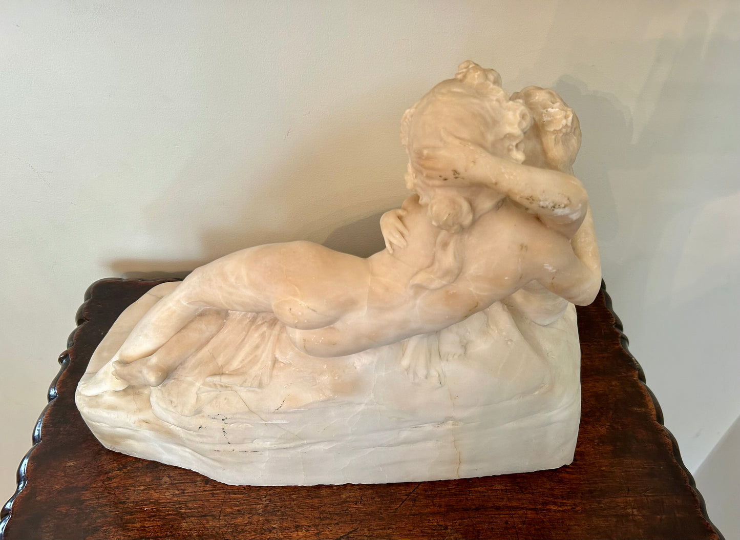 Art Nouveau Marble Sculpture of Two Figures Kissing