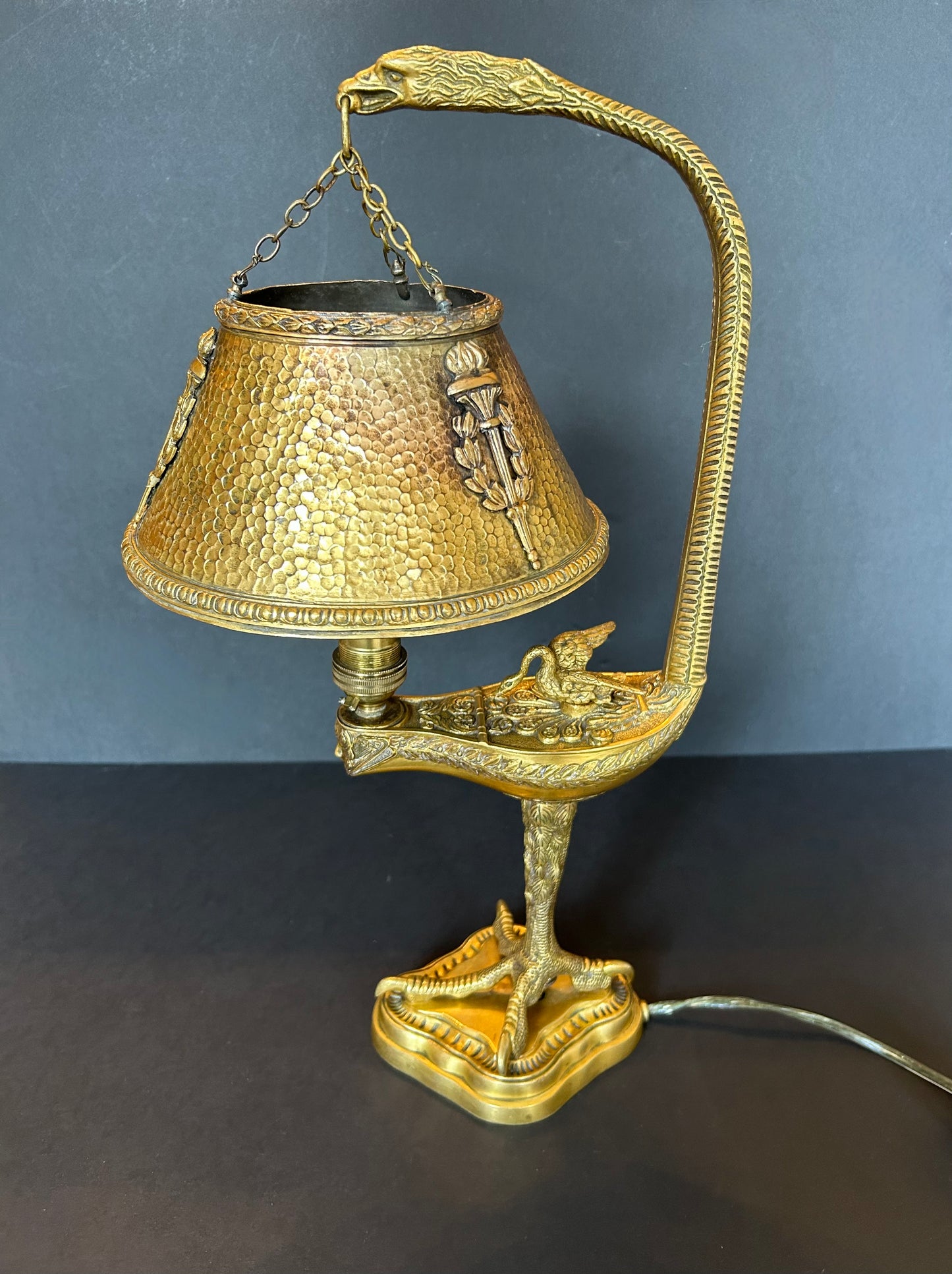 Unique 19th Century Gilt Bronze Lamp
