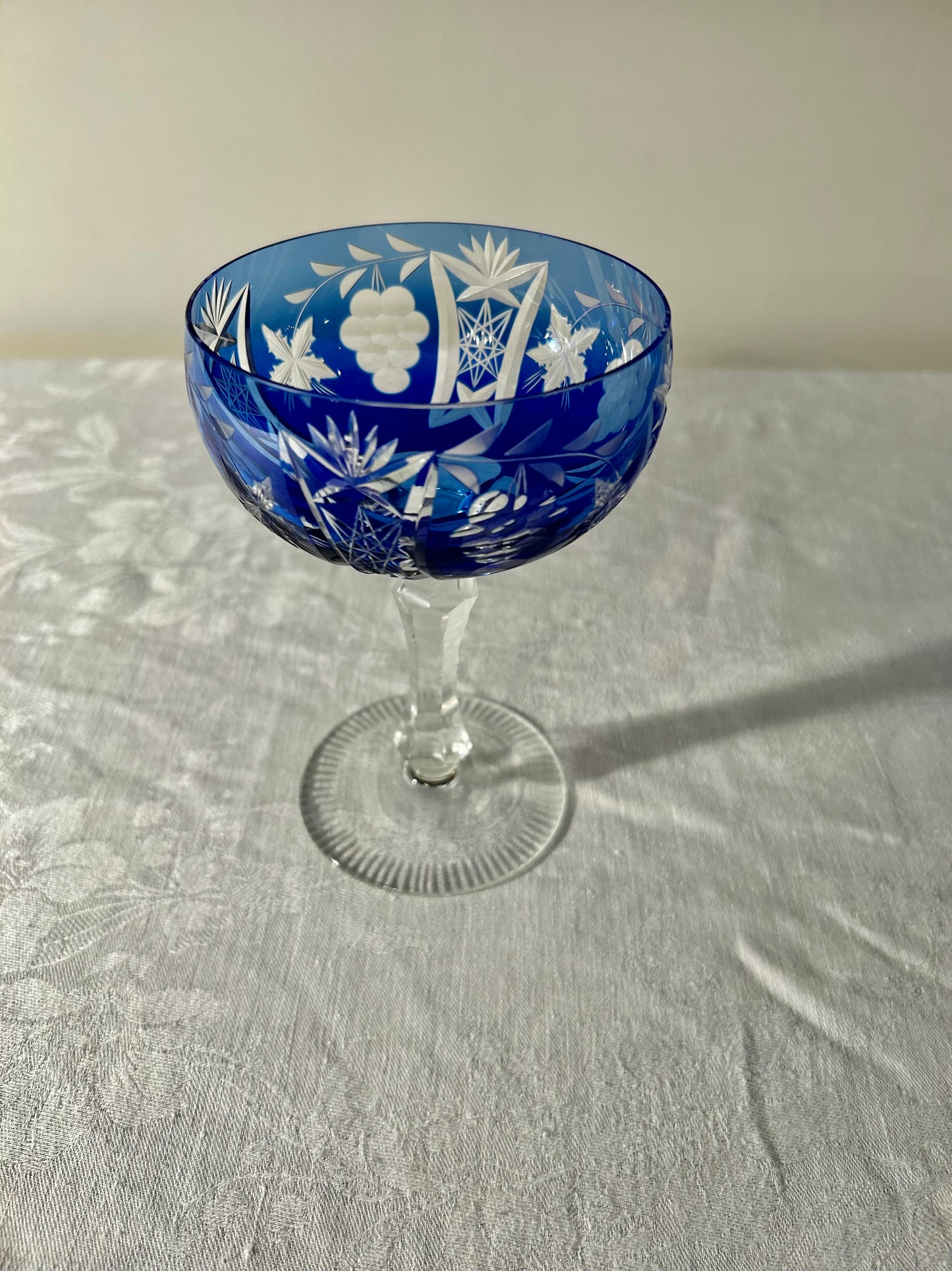 32 Piece Cobalt Bohemian Glass Stemware Set