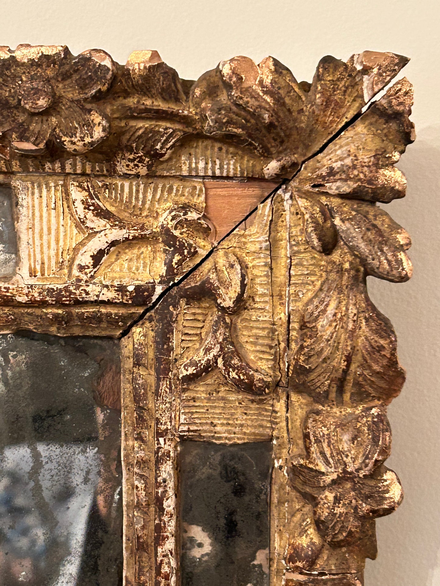 Small French Régence Giltwood Parclose Mirror Circa 1725