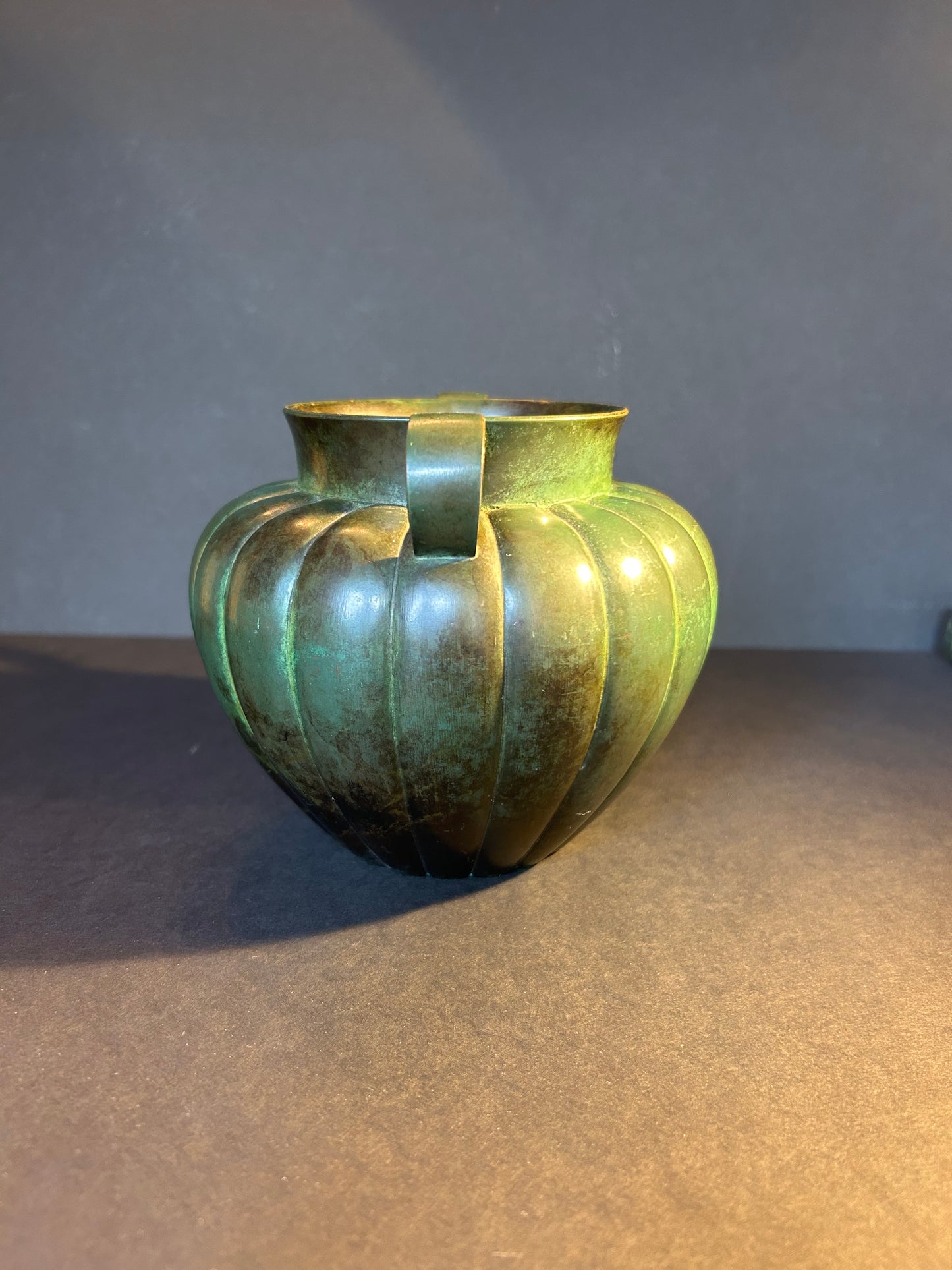 Mid Century Green Patinated Bronze Vase, GAB Guldsmedsaktiebolaget , Stockholm