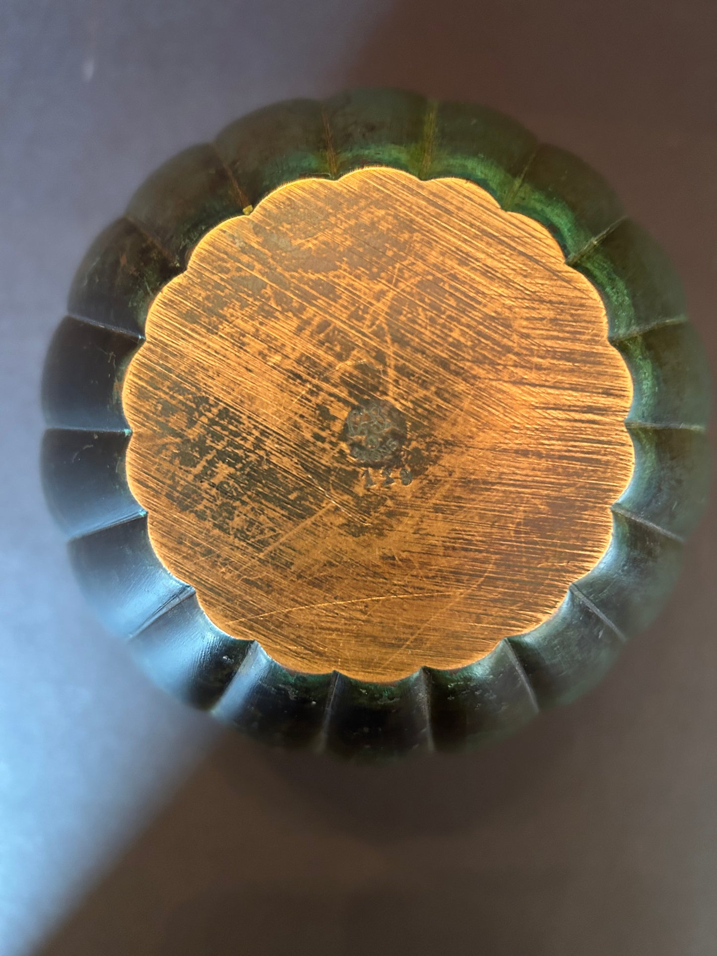 Mid Century Green Patinated Bronze Vase, GAB Guldsmedsaktiebolaget , Stockholm
