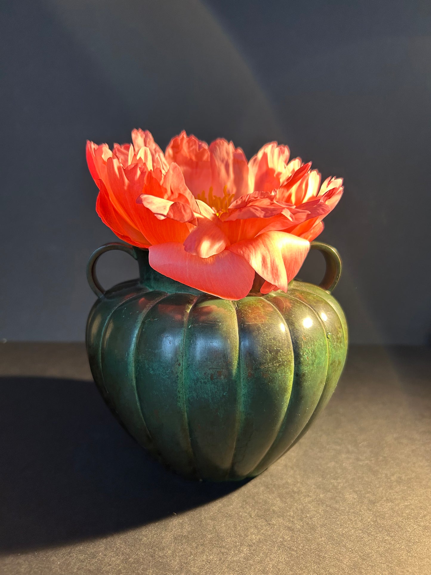Mid Century Green Patinated Bronze Vase, GAB Guldsmedsaktiebolaget , Stockholm