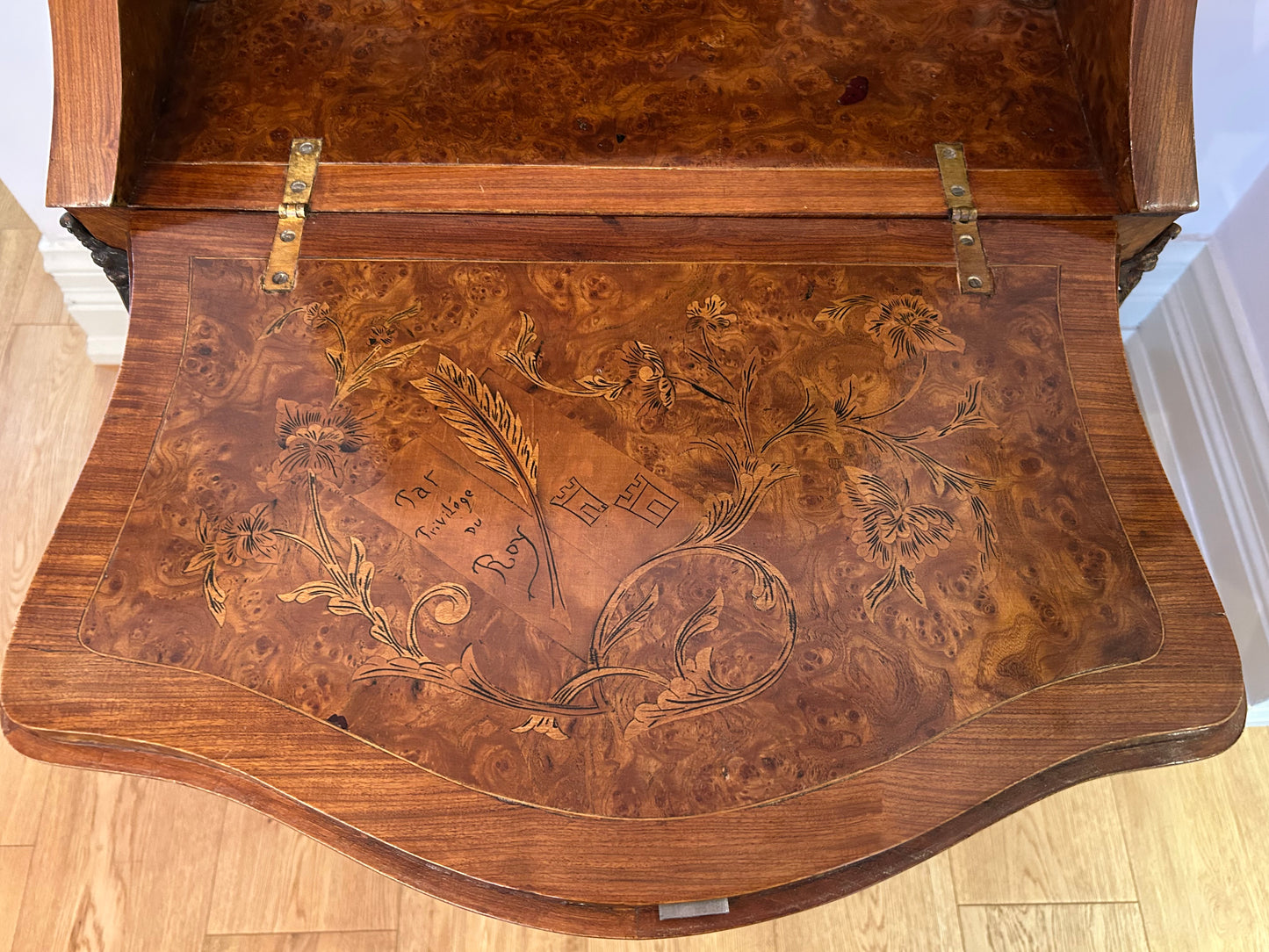 Small French Desk with Bronze Mounts, 19th Century