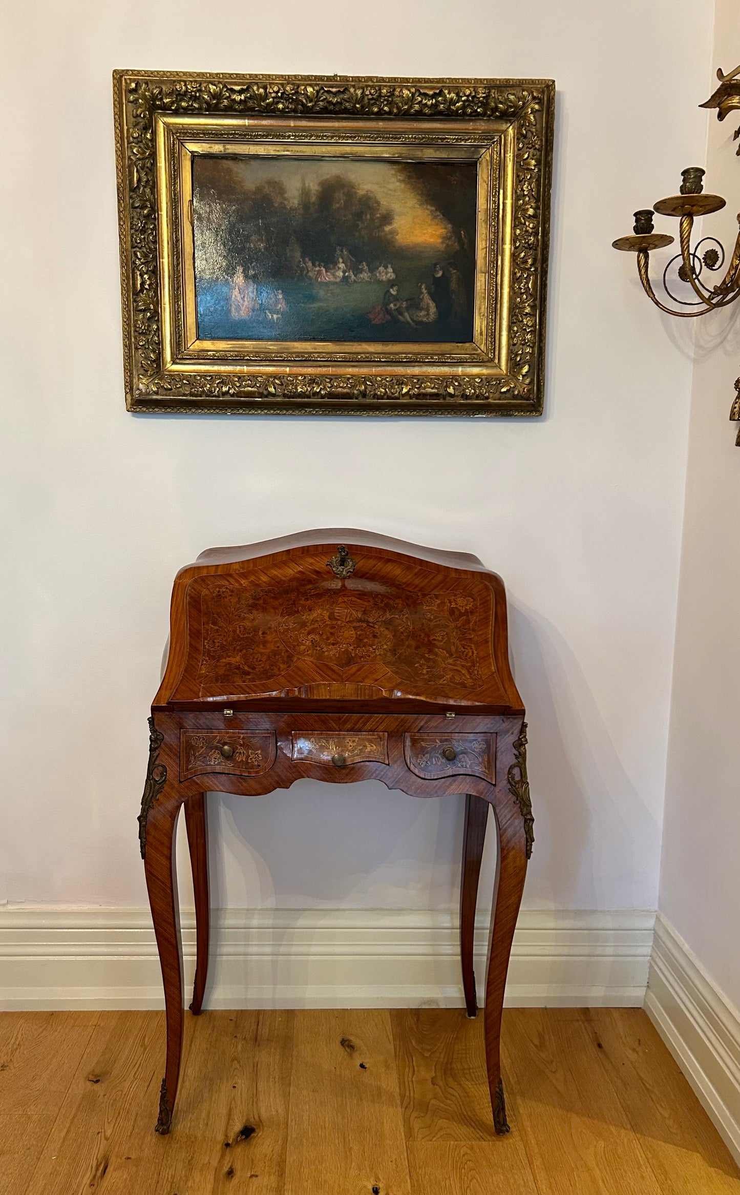 Small French Desk with Bronze Mounts, 19th Century