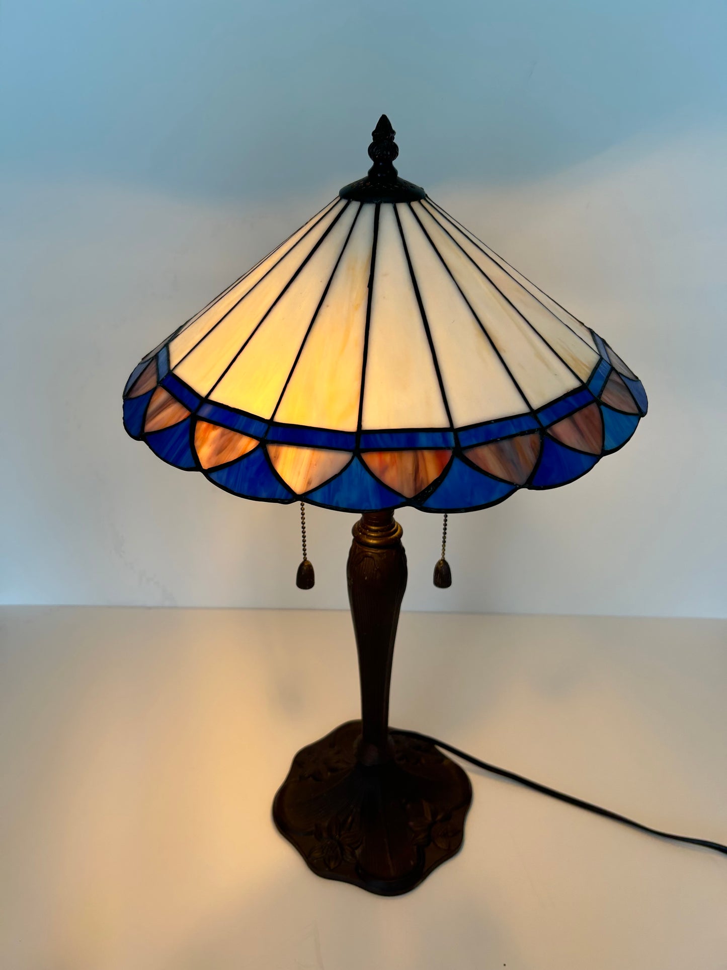 Pair of 20th Century Slag Glass Lamps