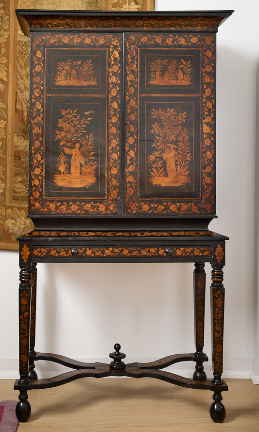 Regency Period Penwork Collectors Cabinet on Stand
