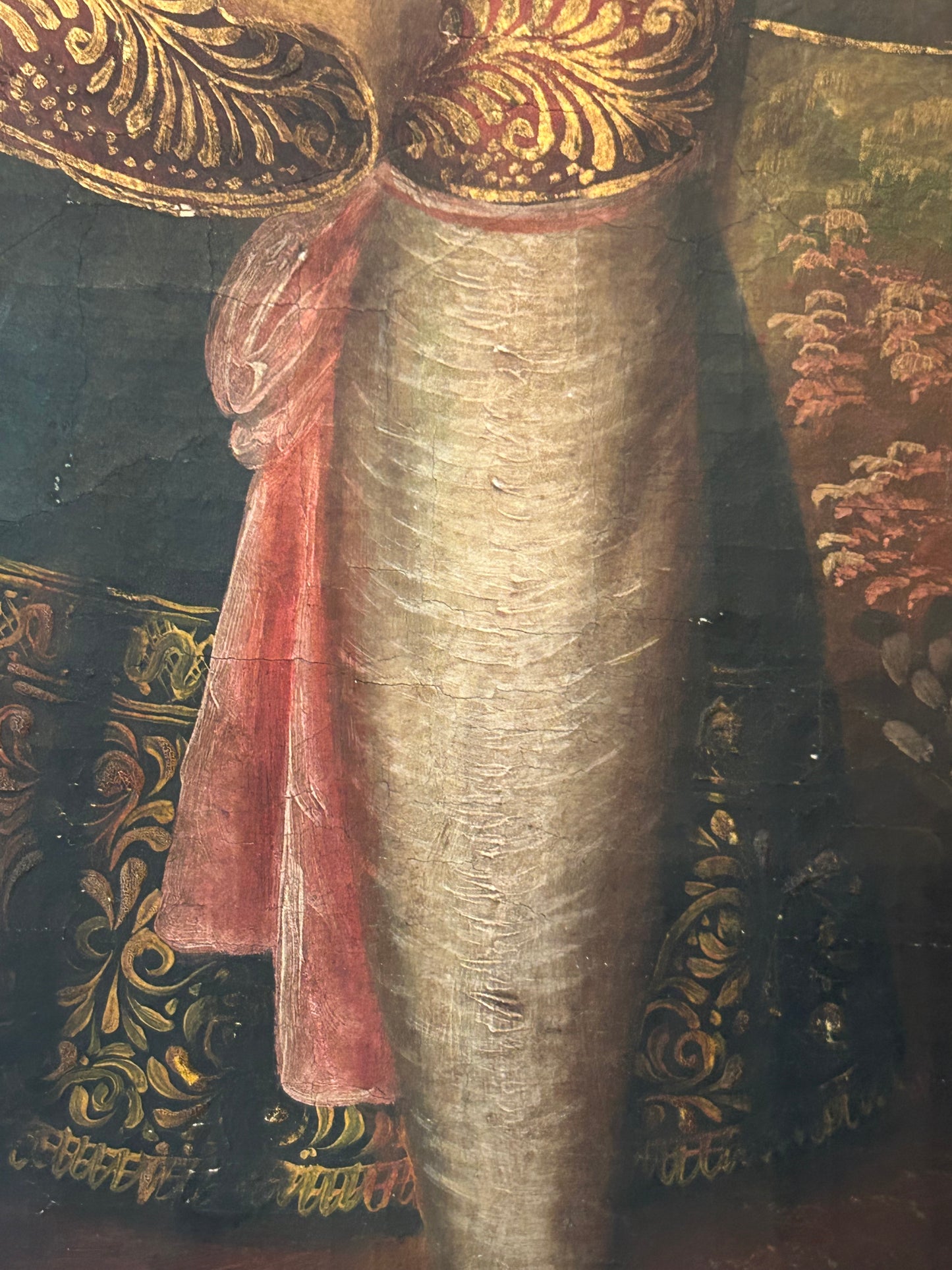 Angel With Arquebus, Antique Cuzco School Painting