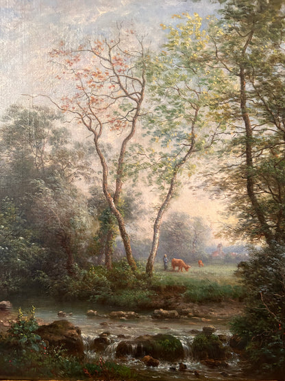 Au Pâturage, Claude Sebastien Hugard De La Tour (1816-1885), Oil on Canvas