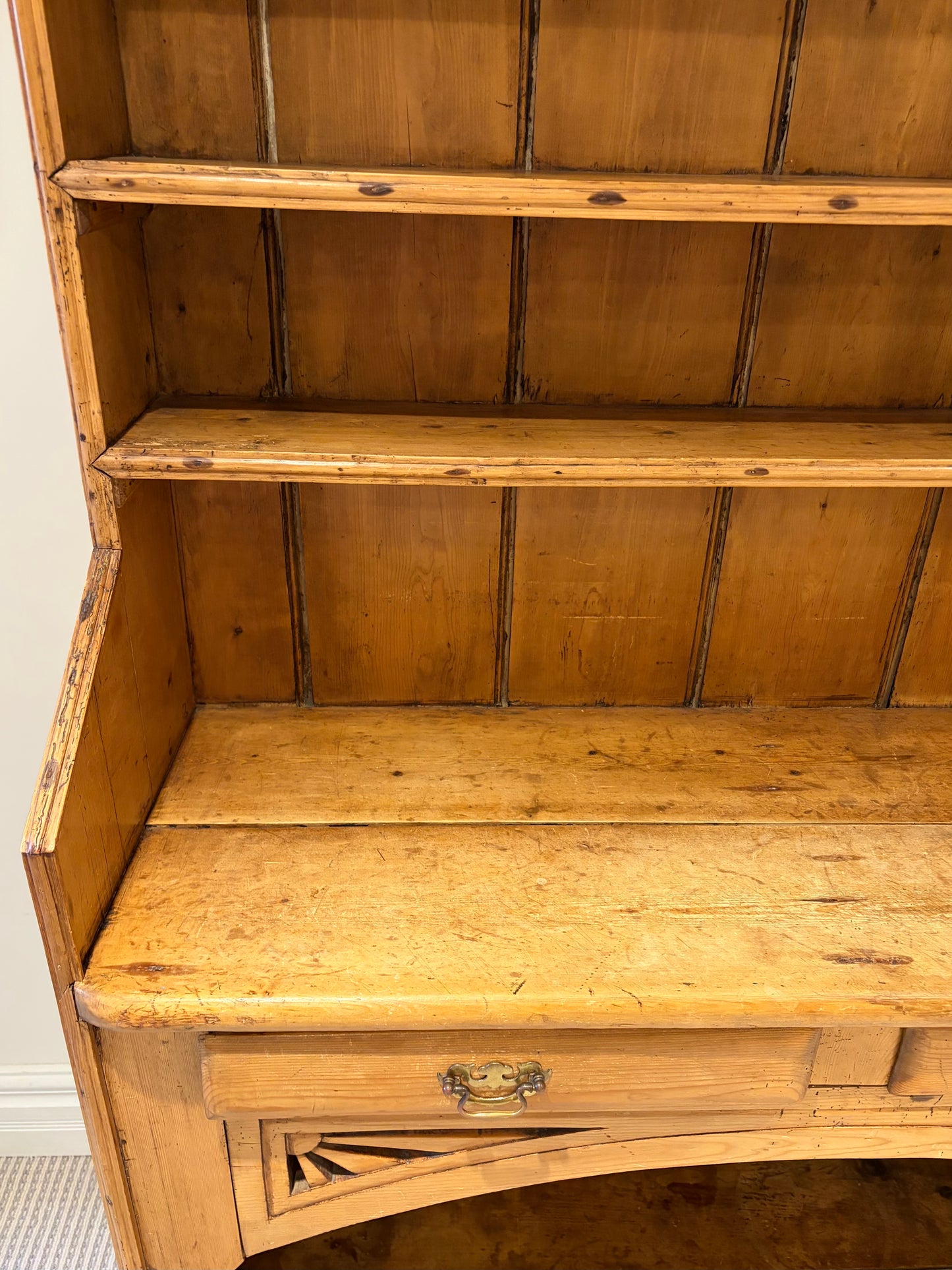 19th Century Country Irish Farmhouse Pine Kitchen Dresser