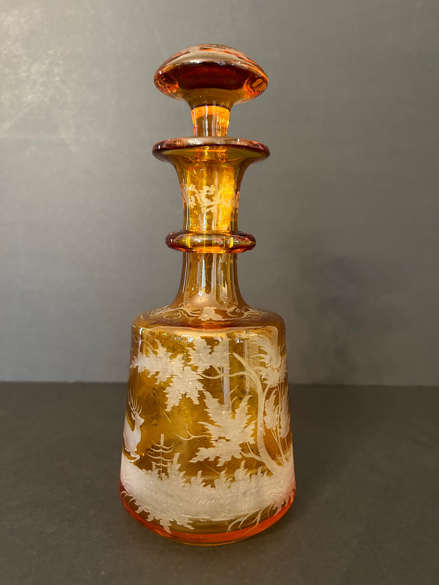 Collection of Bohemian Amber Crystal Glassware, 19th Century