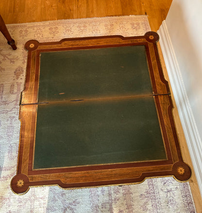 A Napoleon III Style Gilt Bronze Mounted Mahogany and Marquetry Table