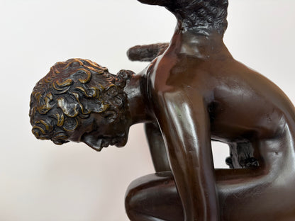 Antique Bronze Kneeling Angel After Jean Antoine Injalbert, France, 1870