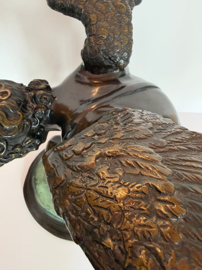 Antique Bronze Kneeling Angel After Jean Antoine Injalbert, France, 1870
