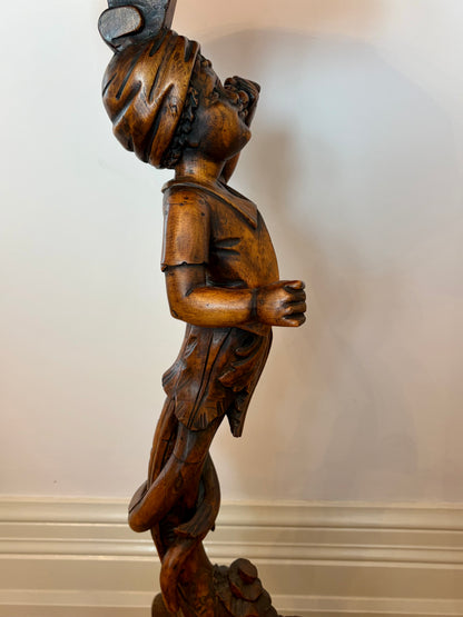 Antique Italian Walnut Pedestal Table With Carved Putti, 19th Century