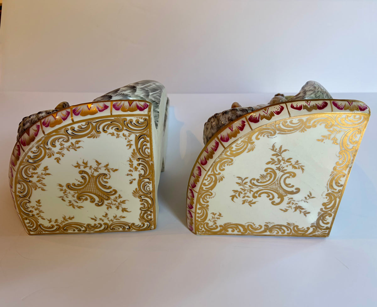 Antique Owl Shaped Ceramic Corner Brackets from France