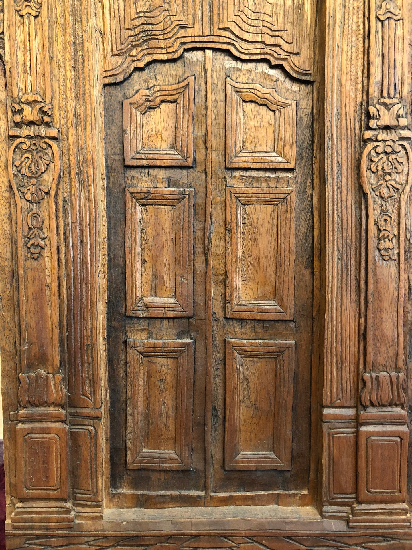 Classical carved Oak Wall Panel, Bas-relief, facade of a church