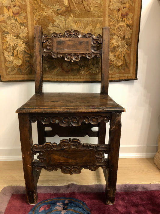 Spanish Carved Walnut Side Chair