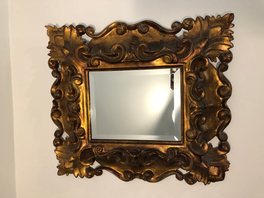 Antique Carved Gilt Wood  Frame with Bevelled Mirror