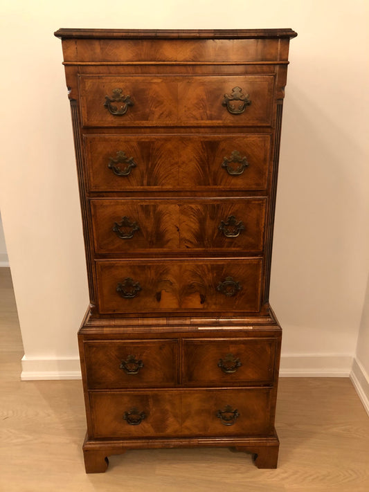 Late Nineteenth Century Burled Walnut Chest on Chest