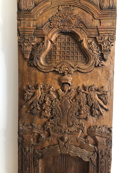 Classical carved Oak Wall Panel, Bas-relief, facade of a church