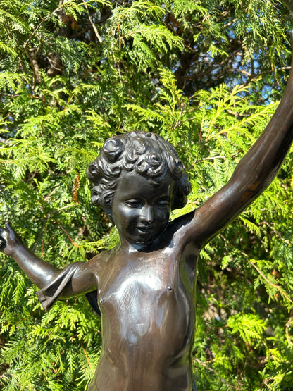 Beautiful Bronze Cherub After Auguste Moreau (1834-1917)