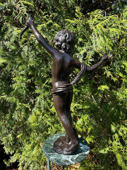 Beautiful Bronze Cherub After Auguste Moreau (1834-1917)