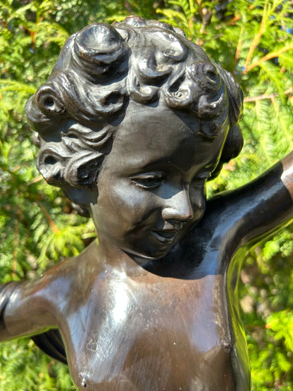 Beautiful Bronze Cherub After Auguste Moreau (1834-1917)