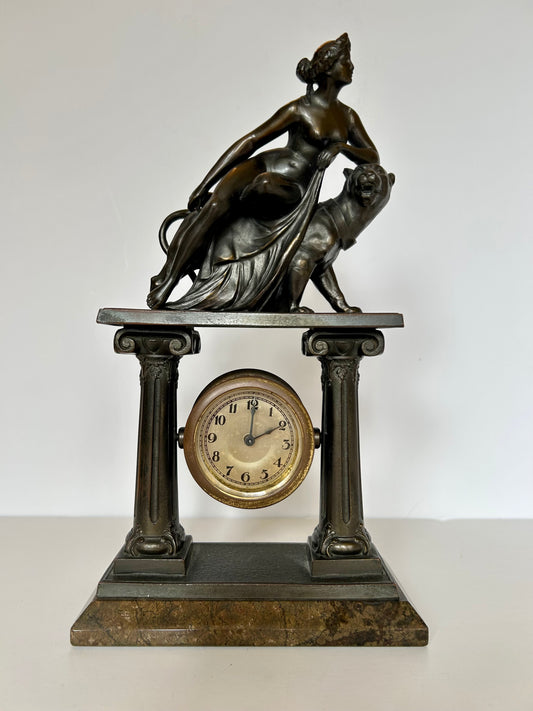 Ariadne and the Panther Bronze After Johann Heinrich Dannecker, Mantel Clock