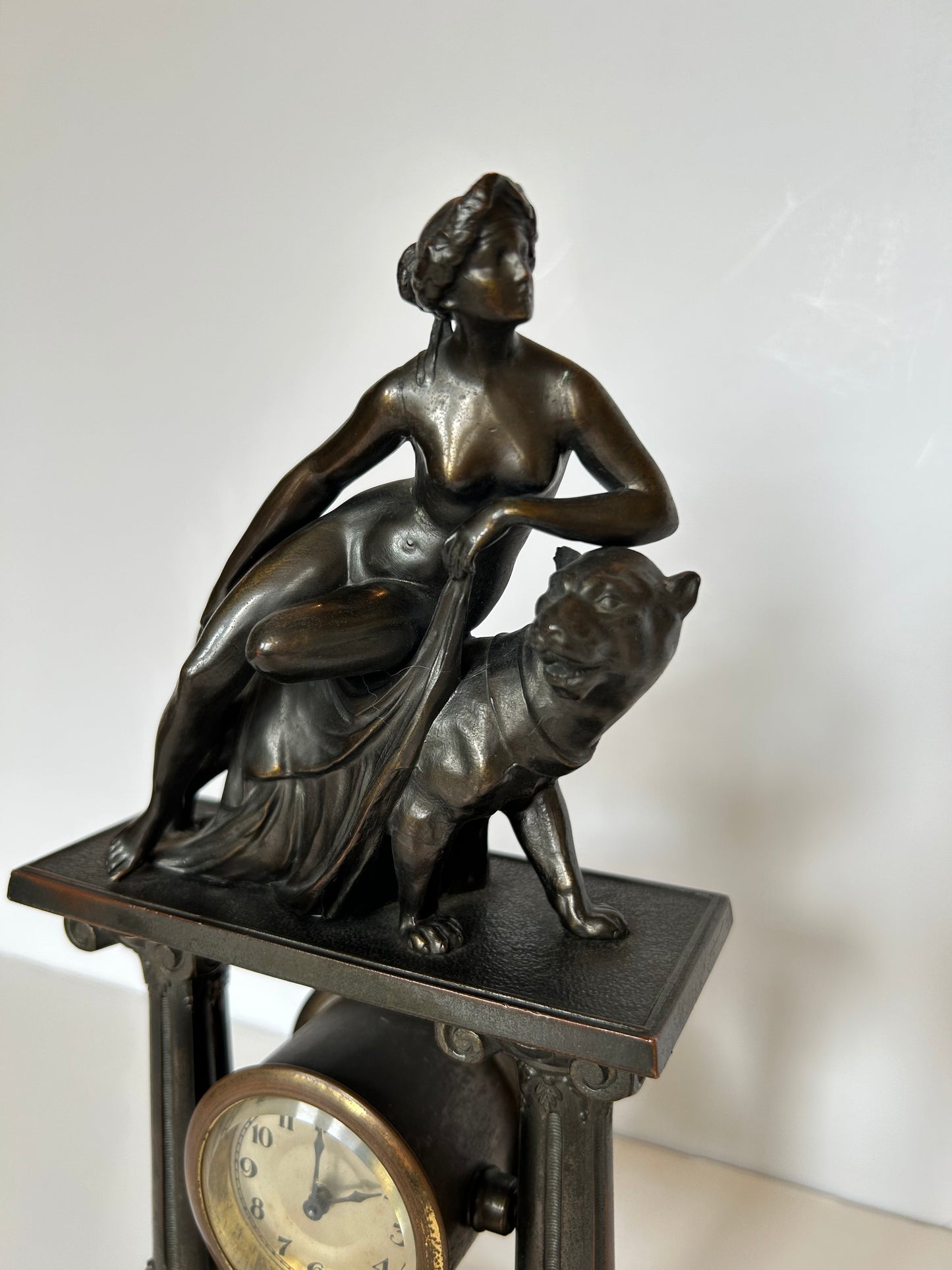 Ariadne and the Panther Bronze After Johann Heinrich Dannecker, Mantel Clock