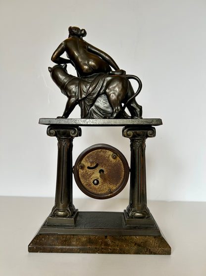Ariadne and the Panther Bronze After Johann Heinrich Dannecker, Mantel Clock