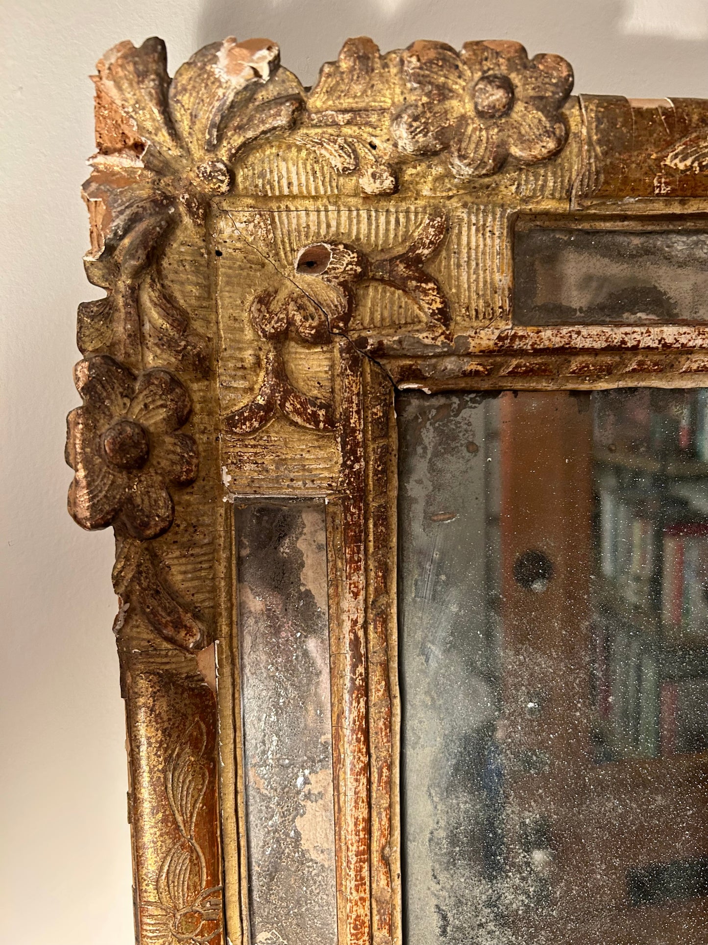 Small French  Régence Giltwood Parclose Mirror Circa 1725