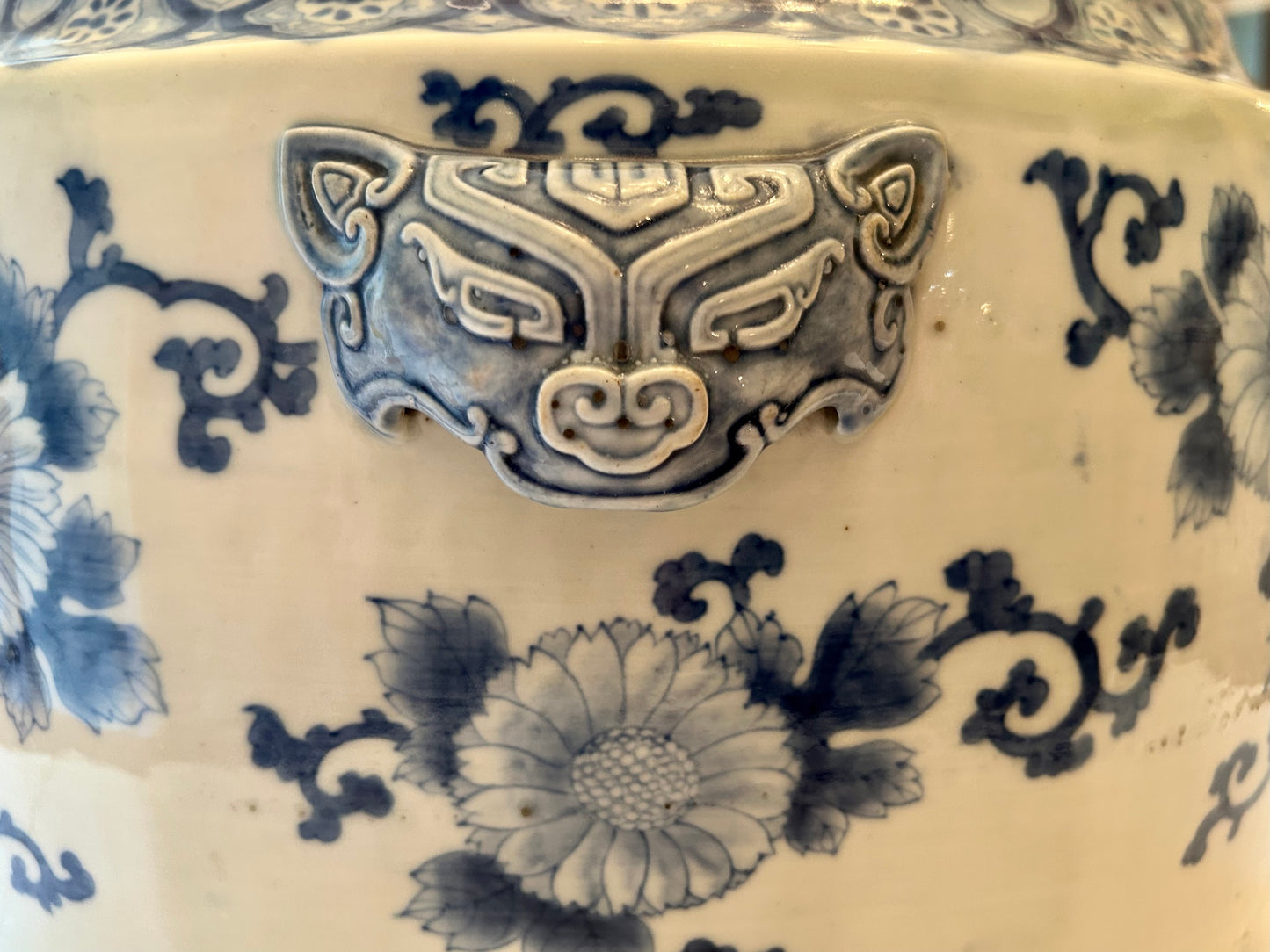 Large, Japanese, Blue and White Imari Jardiniere, 19th Century
