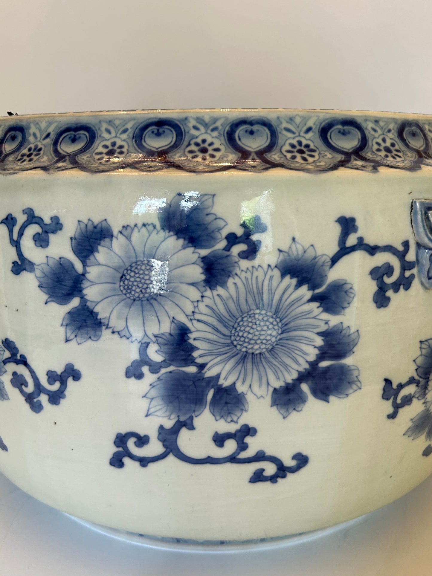 Large, Japanese, Blue and White Imari Jardiniere, 19th Century