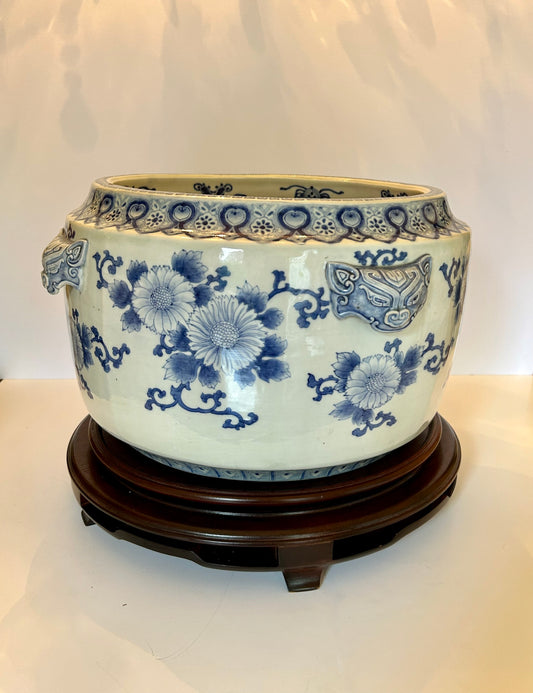Large, Japanese, Blue and White Imari Jardiniere, 19th Century