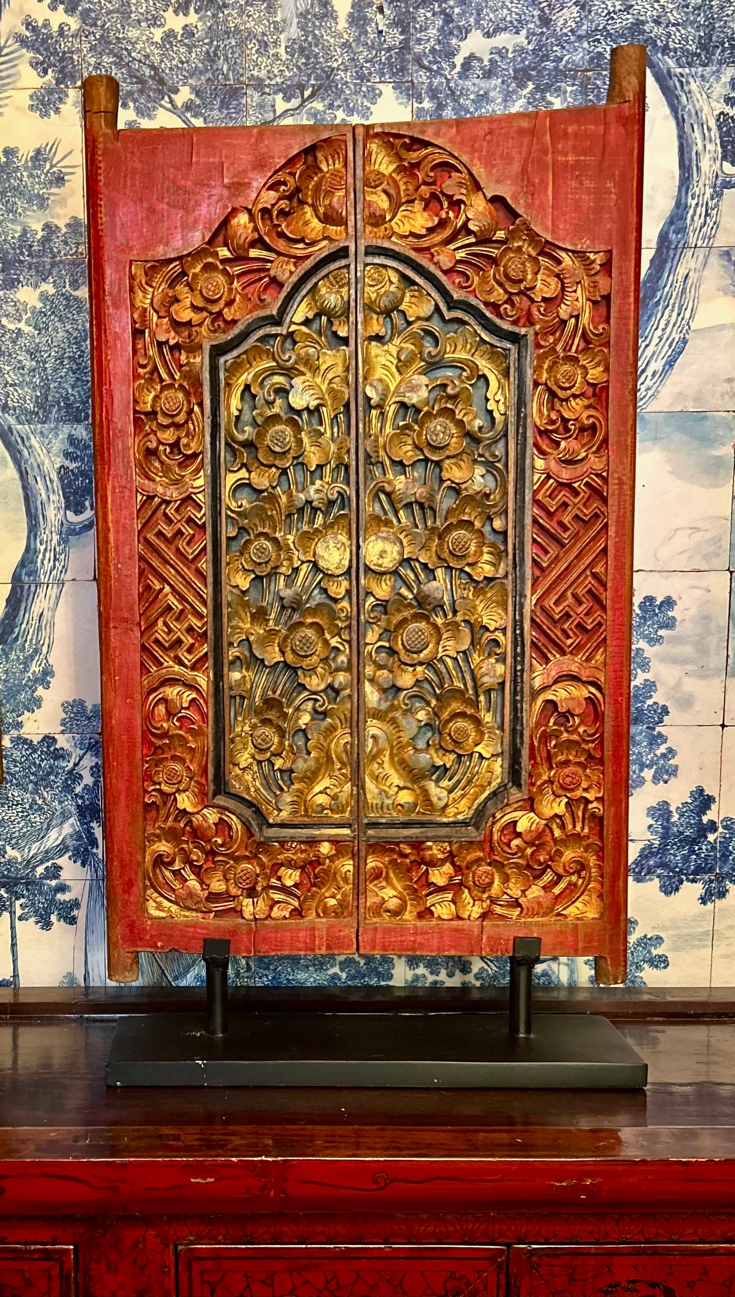 Antique Balinese Hand-Carved Panel