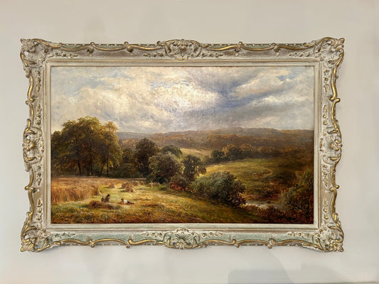 A Country Landscape With Harvesters At Rest, George Turner (1843-1910), British