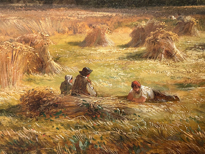 A Country Landscape With Harvesters At Rest, George Turner (1843-1910), British