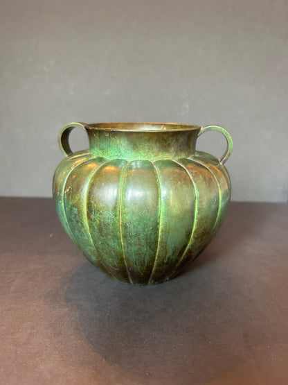 Mid Century Green Patinated Bronze Vase,  GAB Guldsmedsaktiebolaget , Stockholm