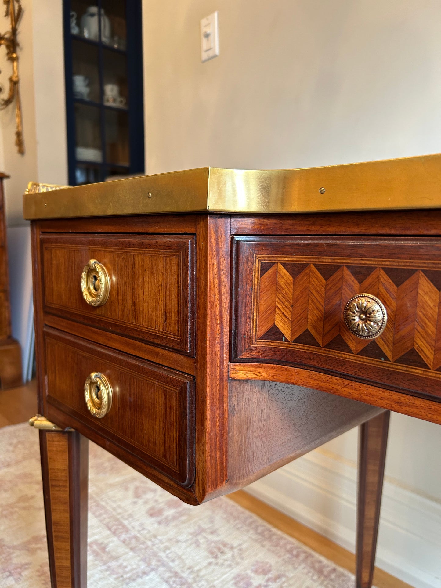 19th Century French Kidney Shaped Marquetry Desk