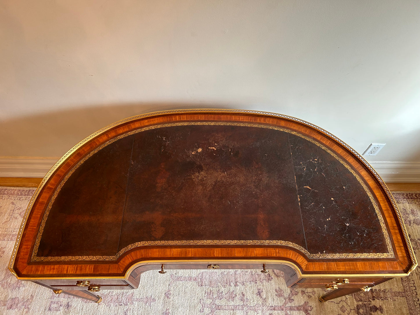 19th Century French Kidney Shaped Marquetry Desk