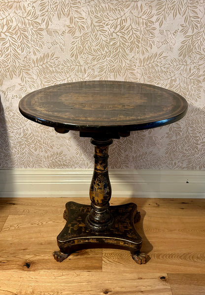 19th Century Chinoiserie Lacquer Pedestal Table