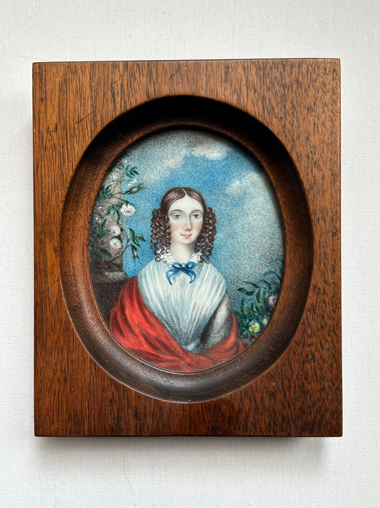 Miniature Portrait of a Young Girl, 19th Century