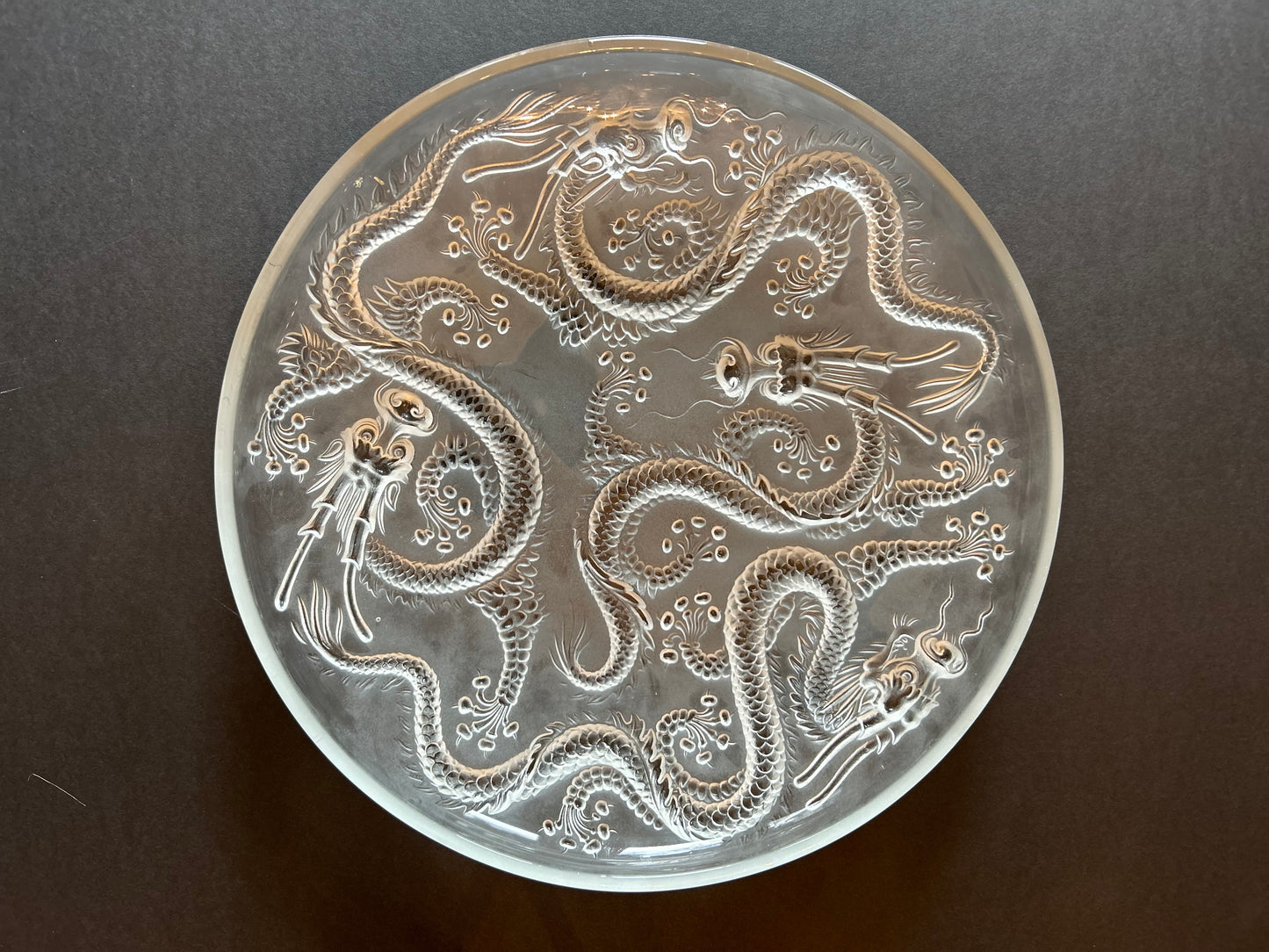 Large Frosted Glass Bowl With Dragons by Josef Inwald for Barolac, 1930